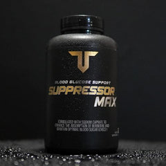 Suppressor Max Berberine capsules ready to support balanced carb utilization.