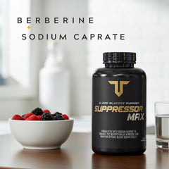 Science graphic illustrates berberine with sodium caprate for enhanced uptake.