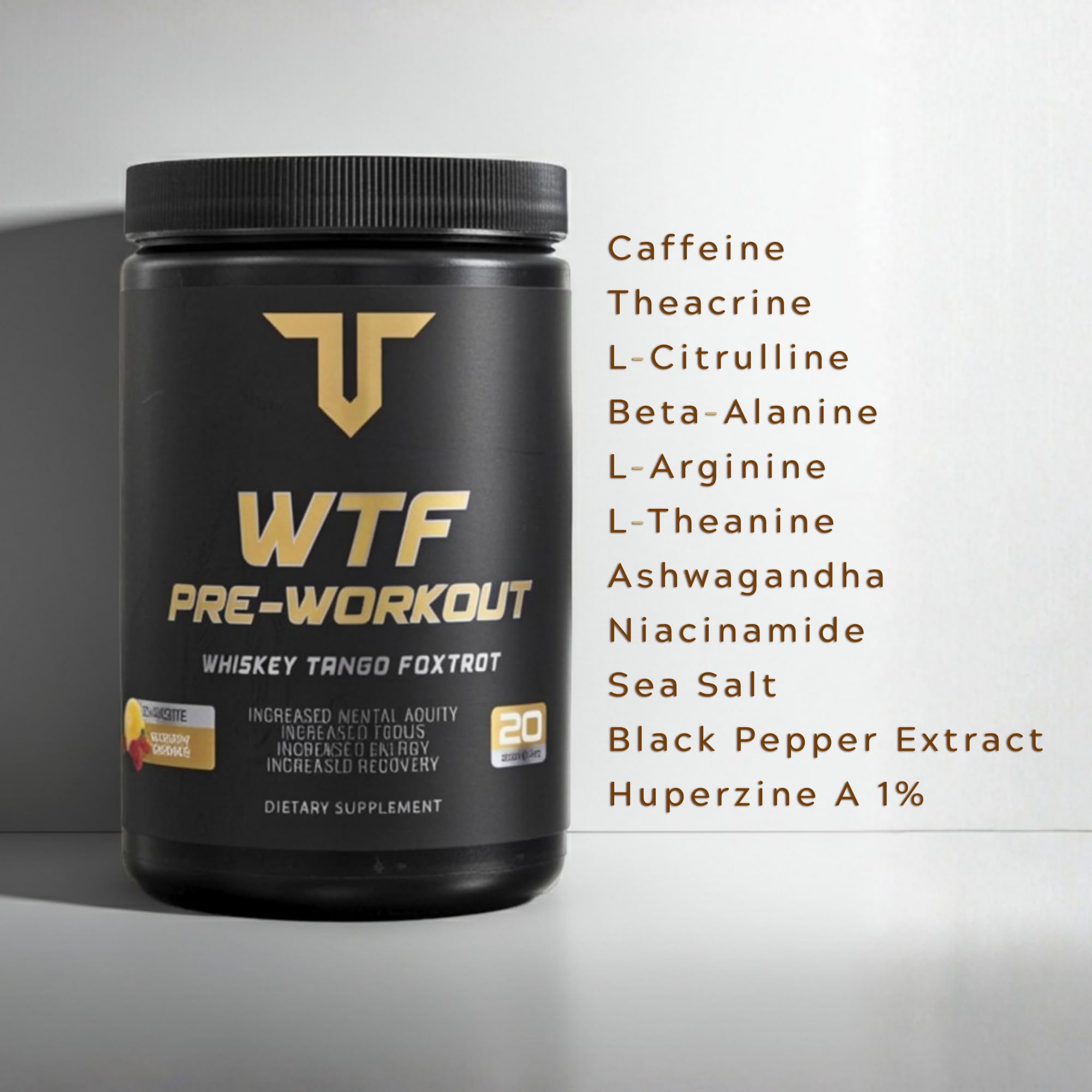 Troponin WTF Pre-Workout bottle against a gym mat evokes performance stamina.
