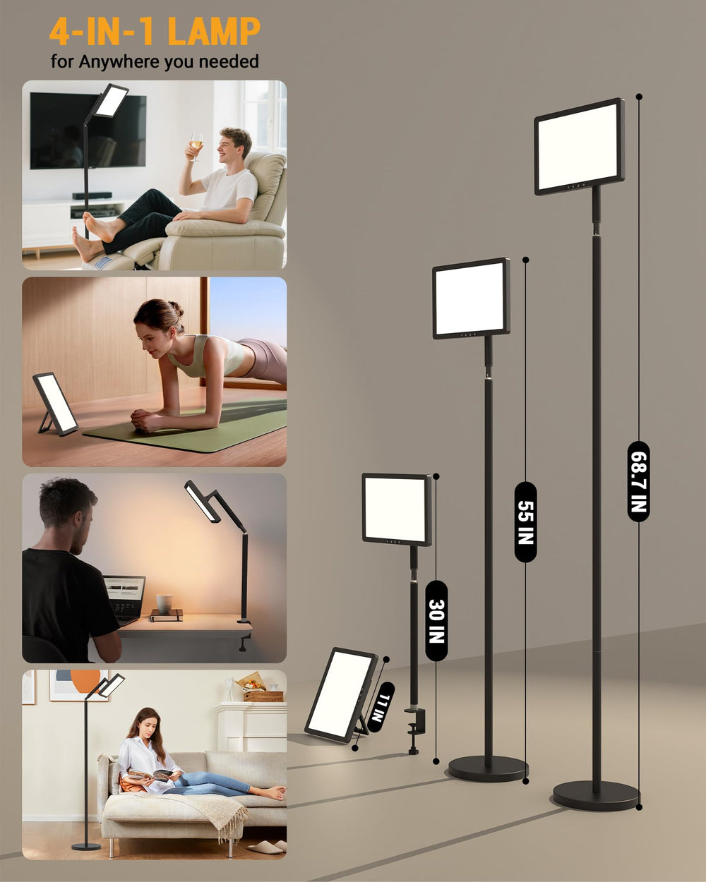 TroupePal compact 4-in-1 design fits floor, desk, or bedside setups.