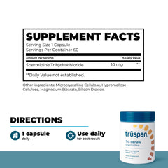 TRŪSPAN Tru Renew bottle with glass emphasizes easy daily intake