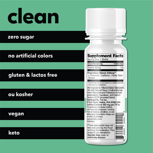 Tru Focus Shot Apple Kiwi closeup highlights crisp flavor and clean vegan keto-friendly profile