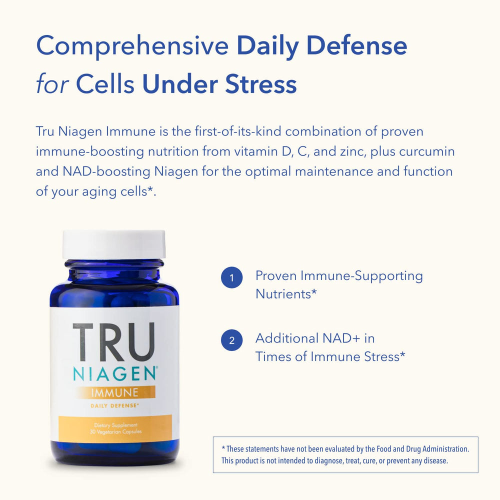TRU NIAGEN Immune zinc bottle demonstrating essential mineral support.