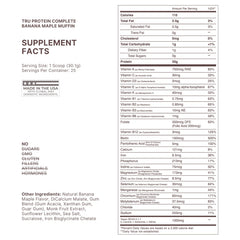 TRU Supplements Banana Maple Muffin protein scoop for easy, measured servings.