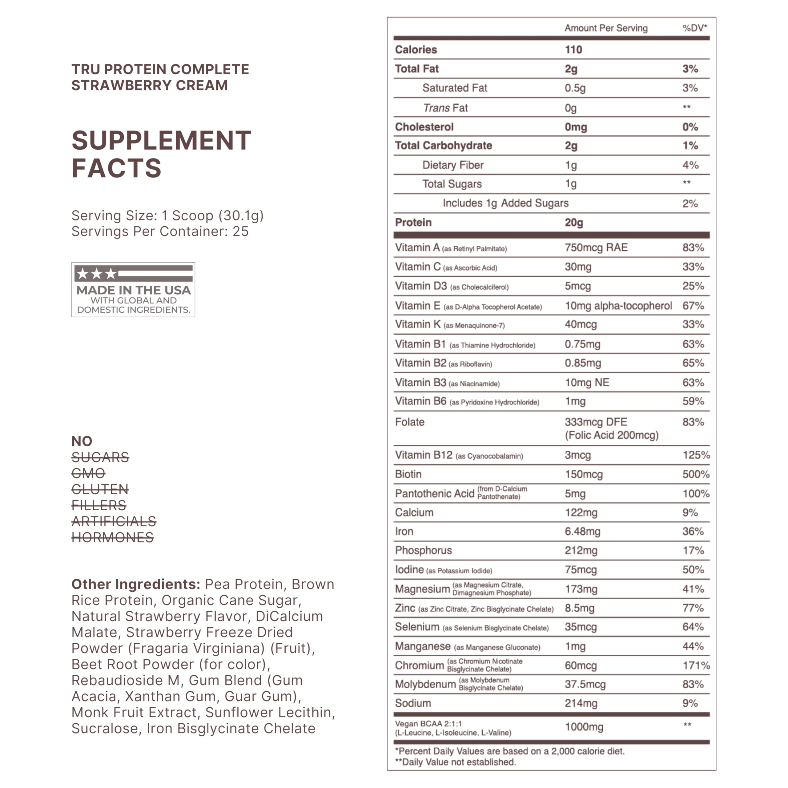 TRU Supplements brown rice and pea protein blend bag, versatile vegan mix