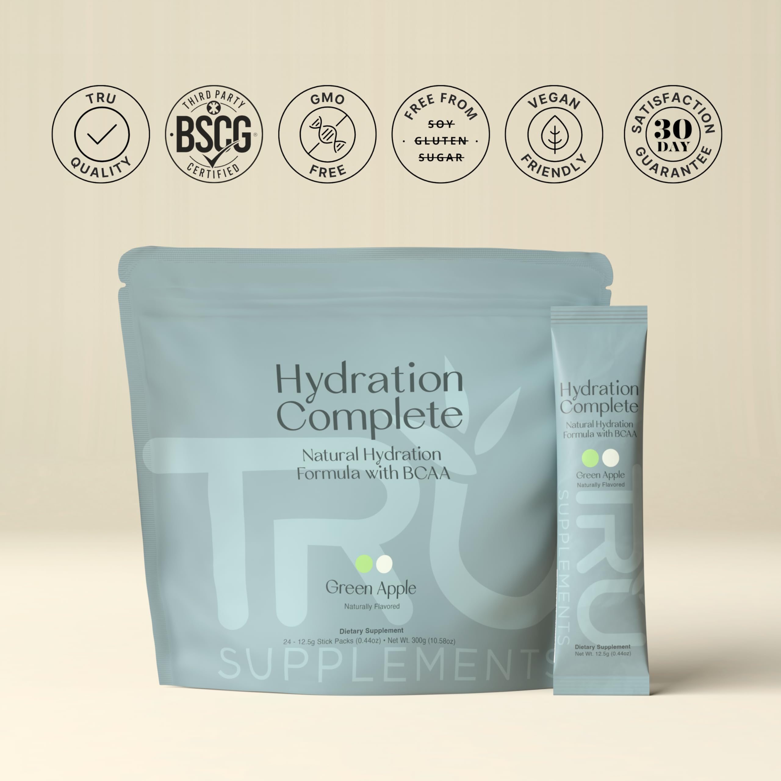 TRU Supplements Hydration Complete BCAA measuring scoop for precise dosing.
