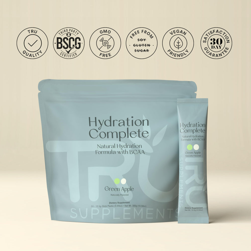 TRU Supplements Hydration Complete BCAA measuring scoop for precise dosing.