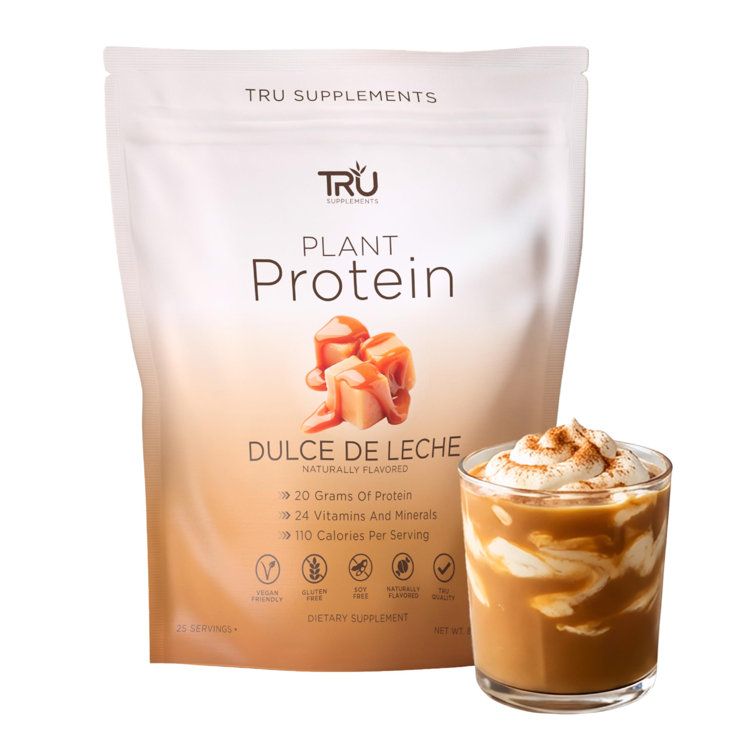 TRU Supplements plant-based protein powder coconut macaron jar for clean nutrition