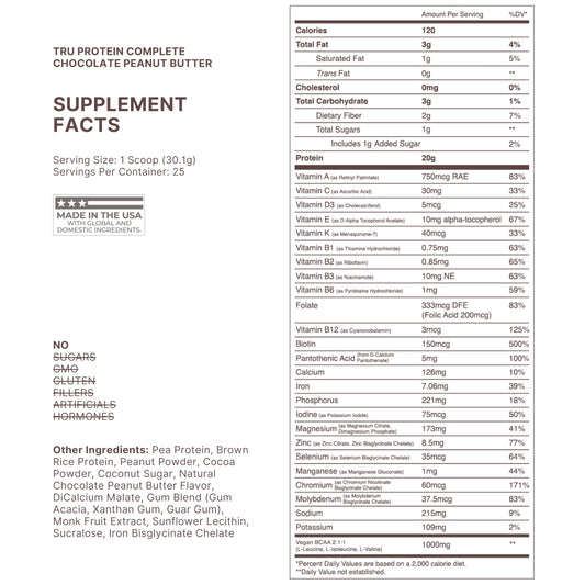 TRU Supplements protein powder scoop showing easy serving and quick mix