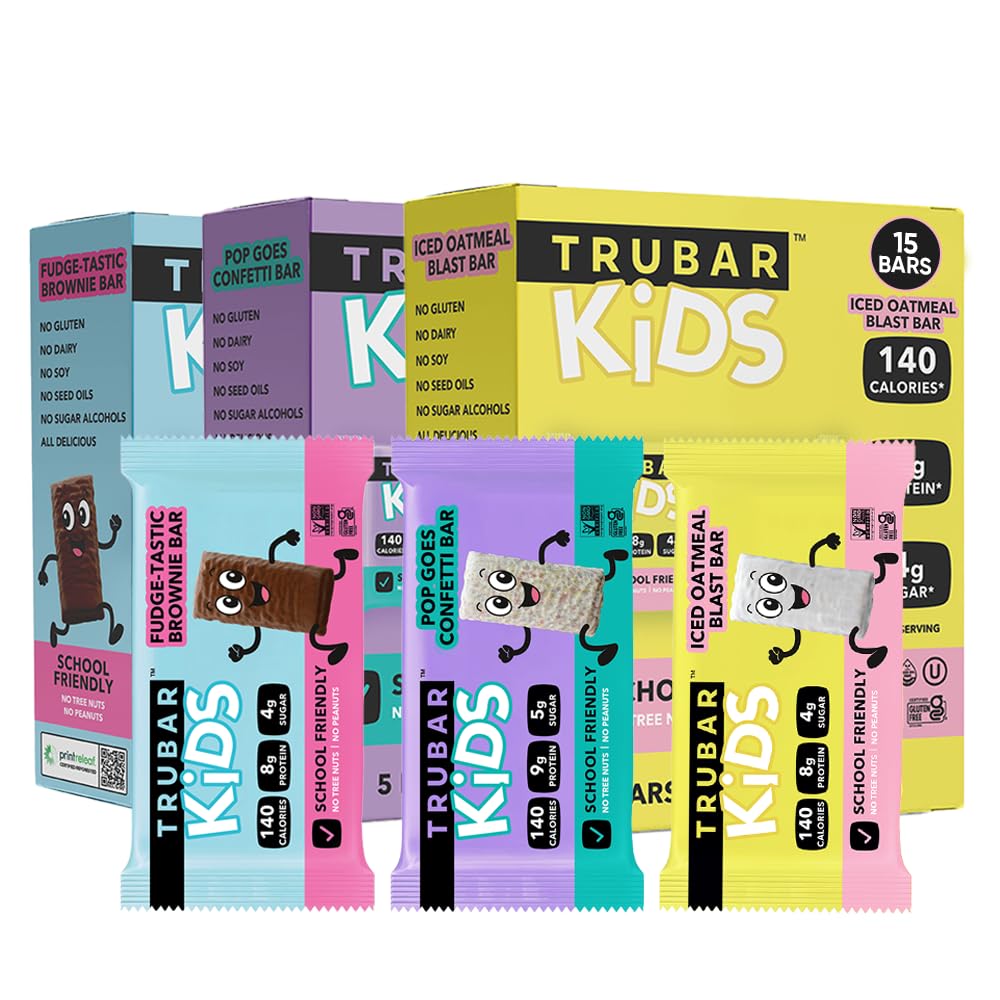 TRUBAR Kids Bars Variety Pack image showing colorful bars for lunchbox variety