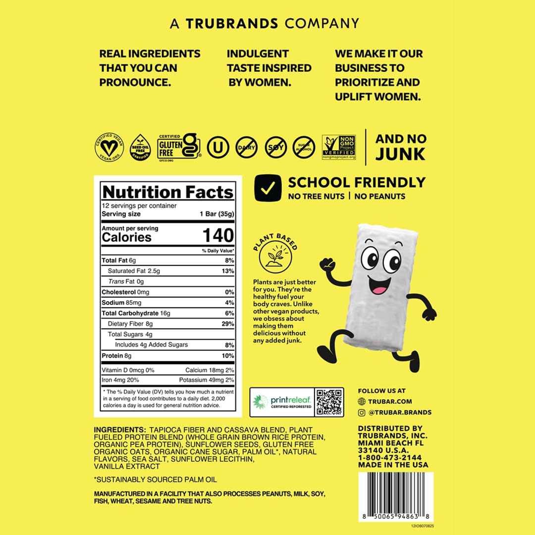 TRUBAR Kids Protein Bars Iced Oatmeal Blast bar closeup highlights soft, chewy texture.