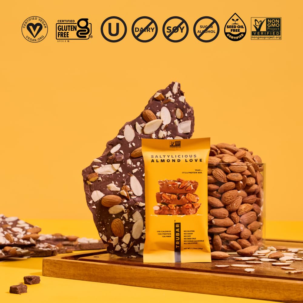TRUBAR Saltylicious Almond Love is gluten-free and non-GMO snack ideal anytime.
