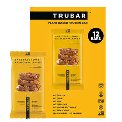 TRUBAR Saltylicious Almond Love bar pack, protein-packed snack for on-the-go energy.