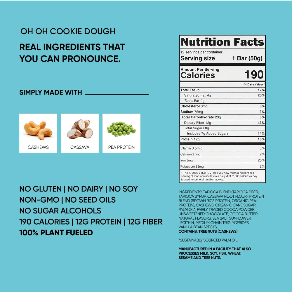 TRUBAR Sweet & Dreamy Cookies & Cream bar close-up highlighting gluten-free and dairy-free appeal.