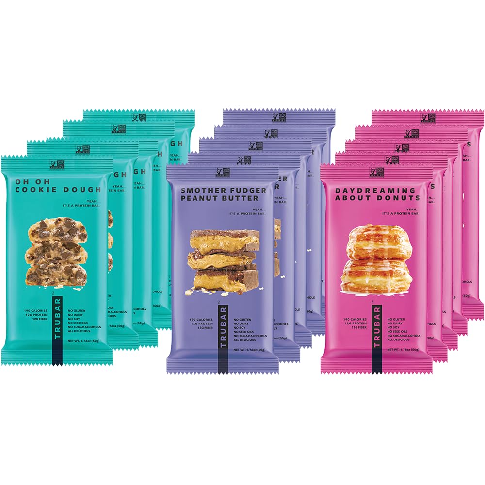 TRUBAR Oh Oh Cookie Dough bar front pack – plant-based indulgence for on-the-go snacking.