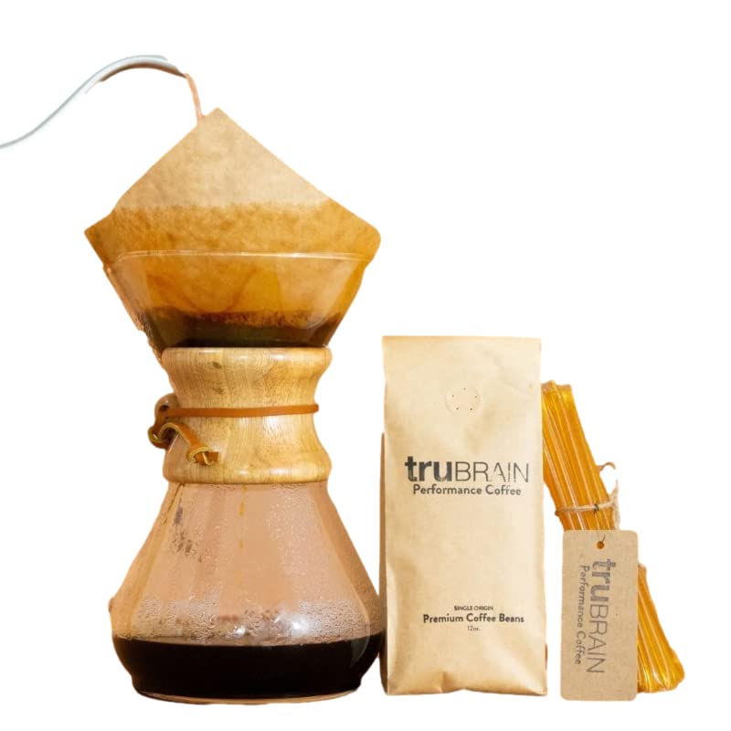 Pouring TruBrain enhancer to illustrate easy dosing with coffee