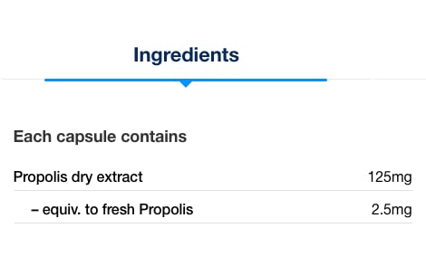 True Blue Propolis 2500 dispensed capsules ready for daily use after meals.