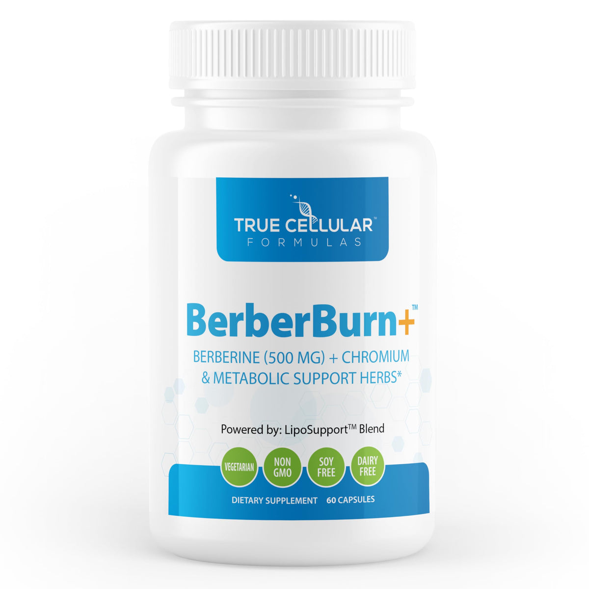True Cellular Formulas BerberBurn+ bottle front for daily energy support.