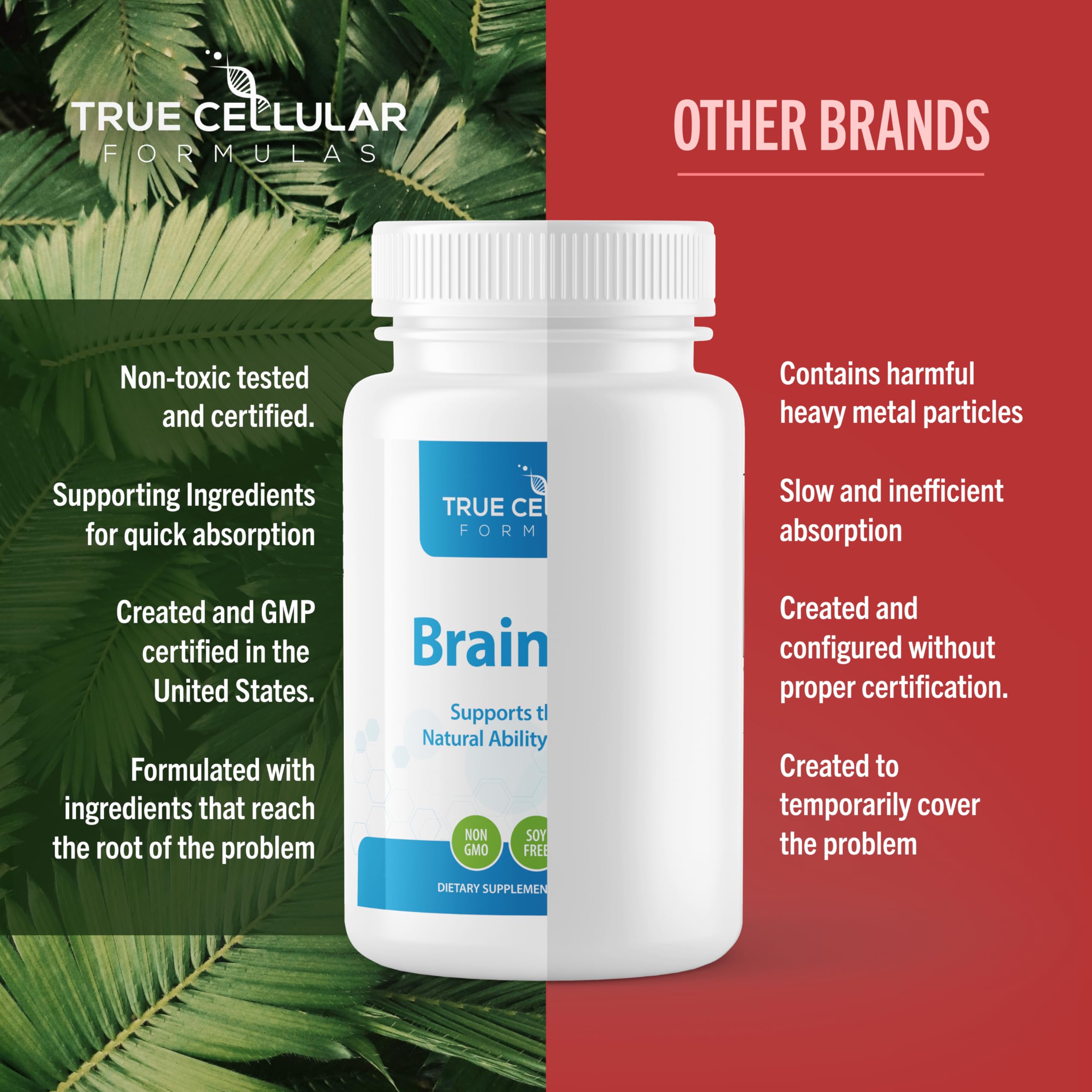 True Cellular Formulas BrainDTX label detail showing alpha-lipoic acid and biotin.