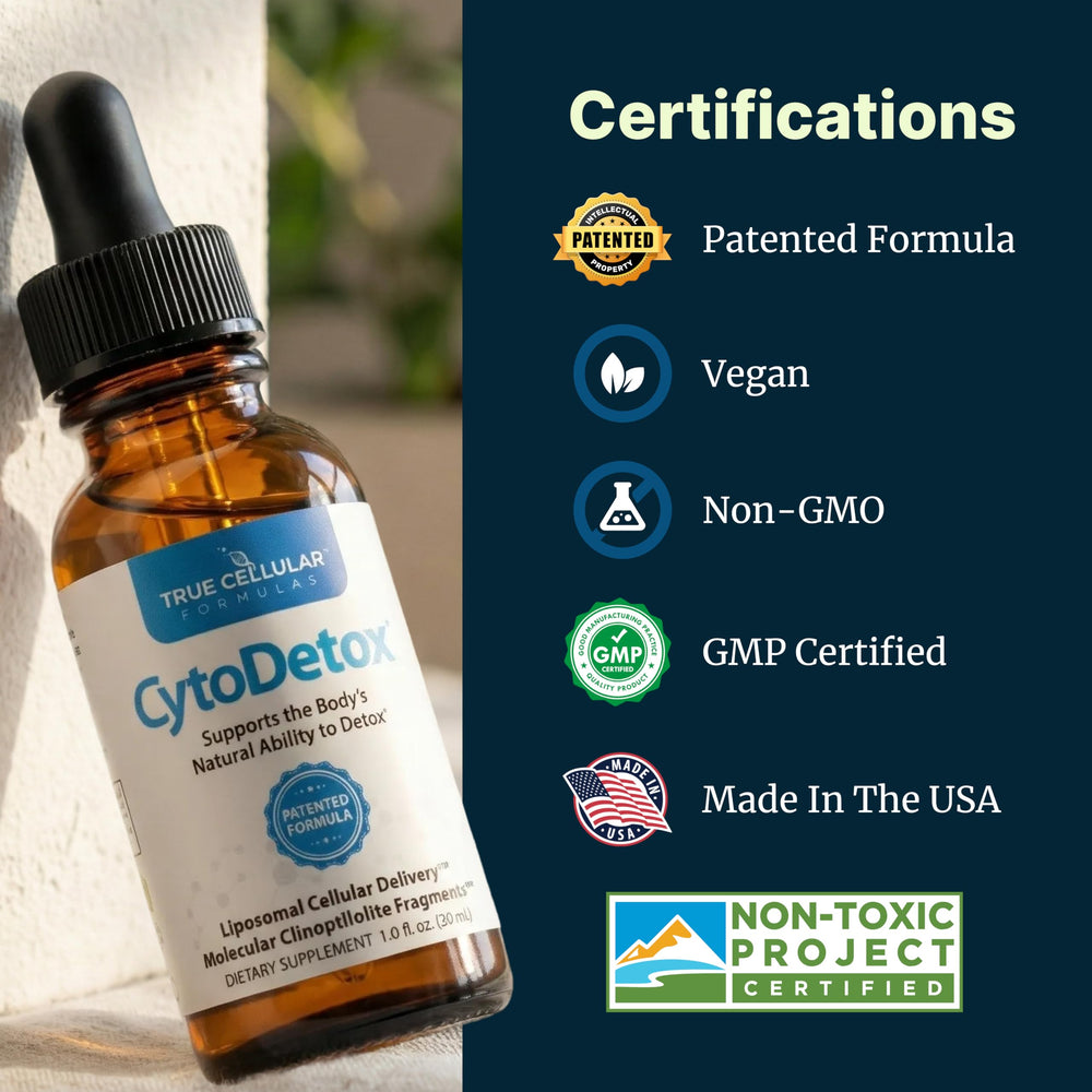 True Cellular Formulas Cytodetox bottle pour demonstrates controlled dosing