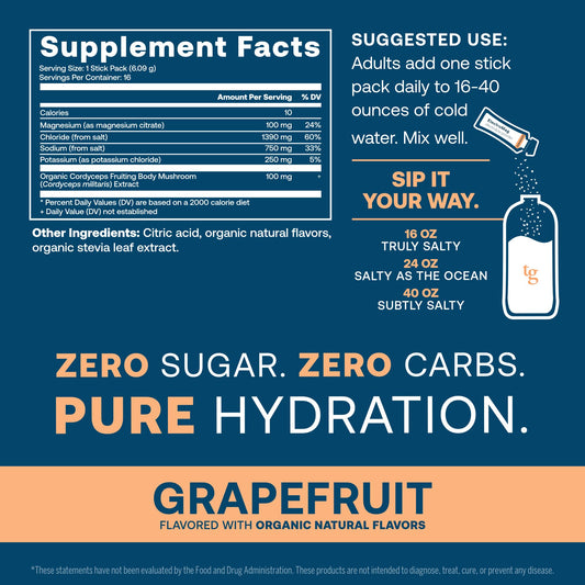 Glass of ElectroMag Grapefruit being poured for hydration
