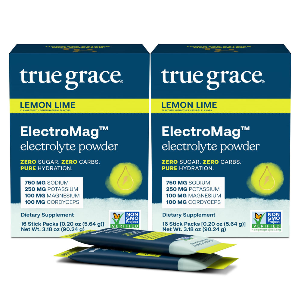 True Grace ElectroMag Lemon Lime sticks pack for on-the-go workouts with hydration benefits