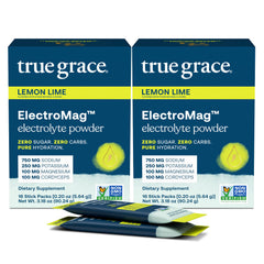 True Grace ElectroMag Lemon Lime sticks pack for on-the-go workouts with hydration benefits