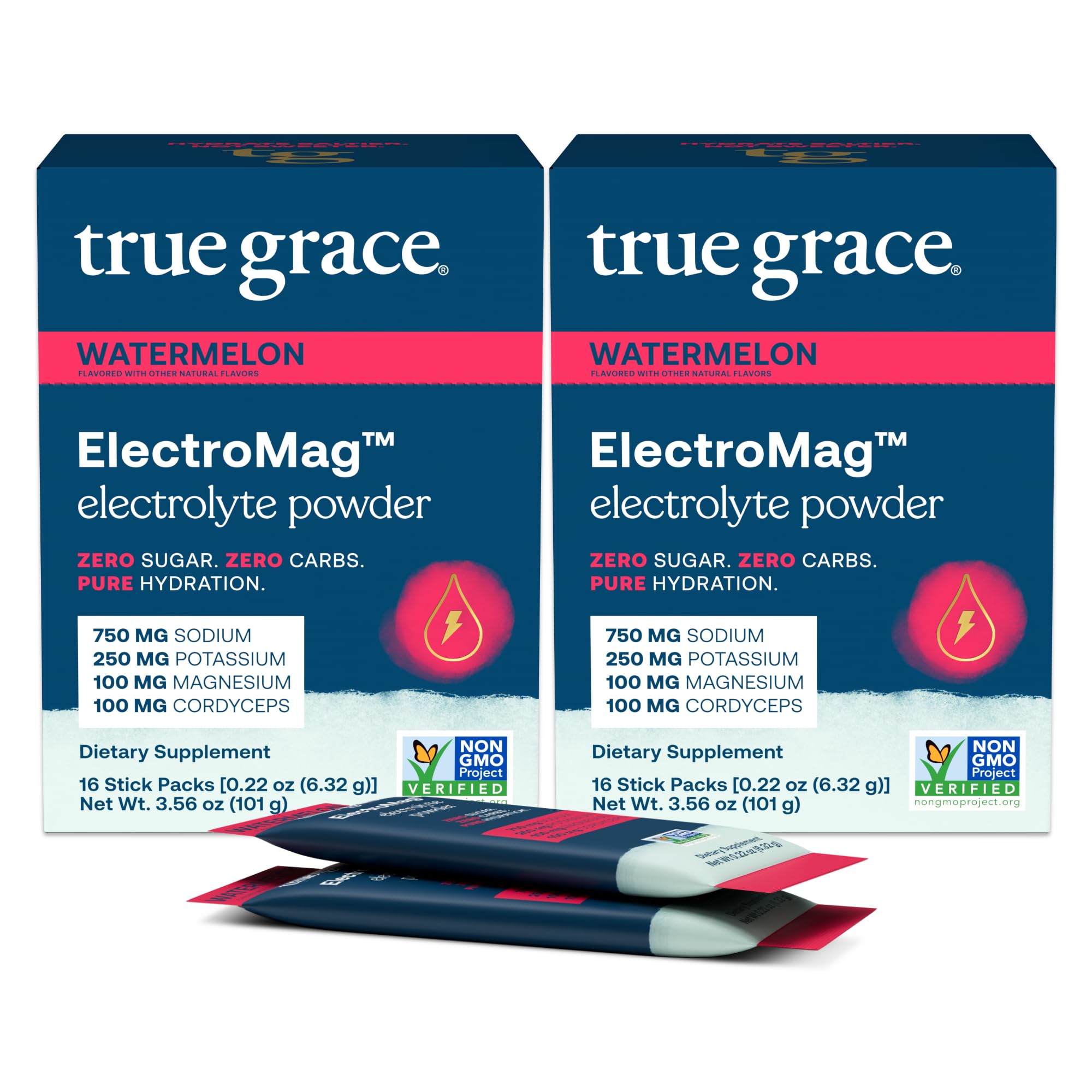 True Grace ElectroMag watermelon stick pack ready to mix for hydration