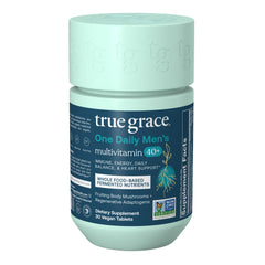 True Grace men's 40+ multivitamin bottle pour for daily vitality