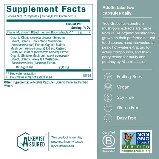 True Grace capsules arranged, convenient daily dose for focused energy.