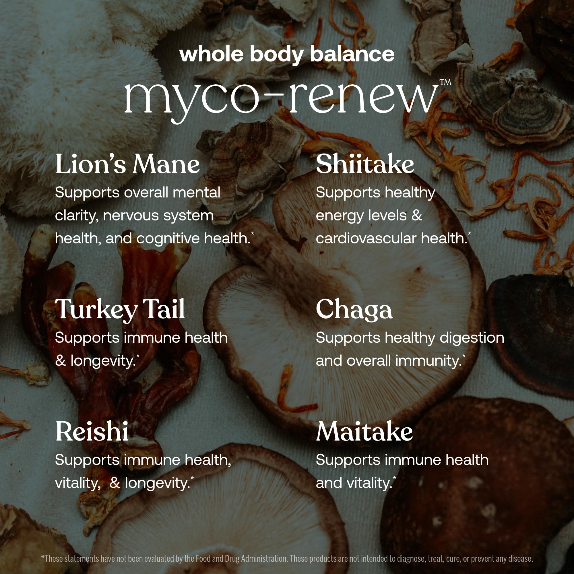 Organic mushrooms image emphasizes farm-fresh fruiting bodies used in True Grace