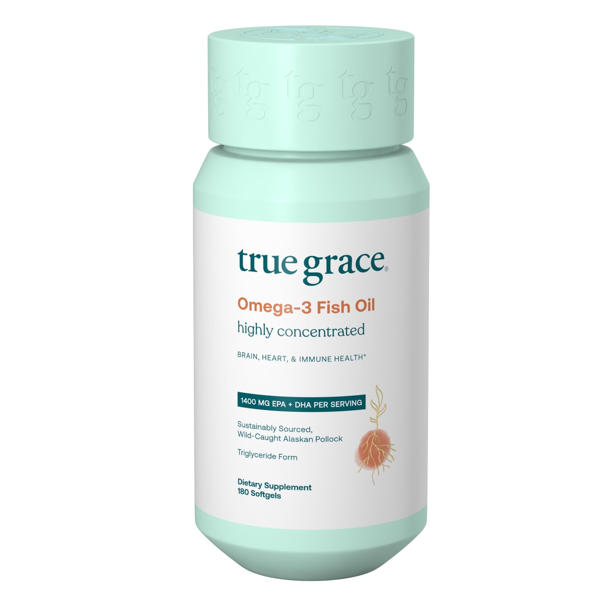 True Grace Omega-3 bottle front shows high potency EPA and DHA.