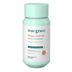 True Grace Omega-3 bottle front shows high potency EPA and DHA.