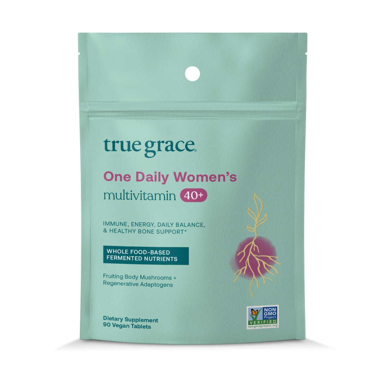 True Grace One Daily bottle on shelf for easy daily wellness.