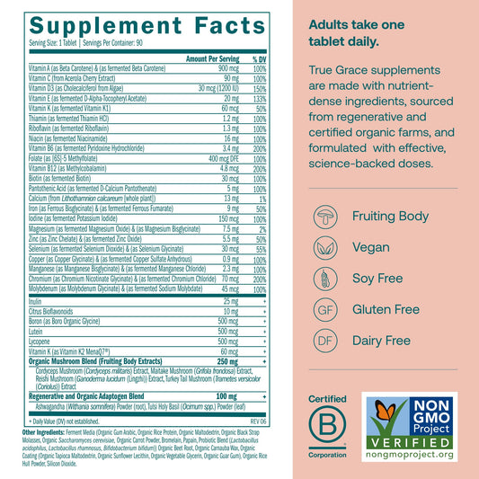 True Grace One Daily label close-up highlighting fermented minerals