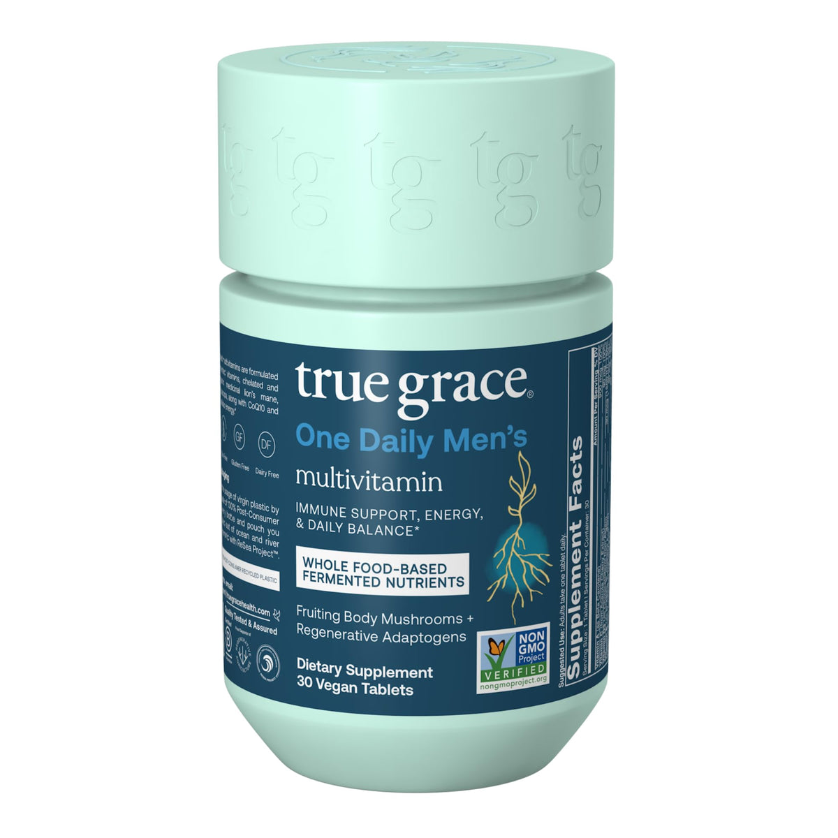 True Grace One Daily Multivitamin bottle showing balanced daily nutrients for whole-body support.