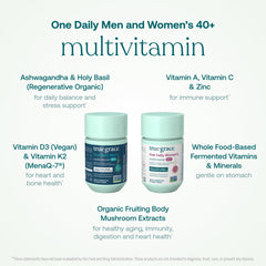 True Grace One Daily Women’s Multivitamin 40+ tablets close-up with B vitamins.