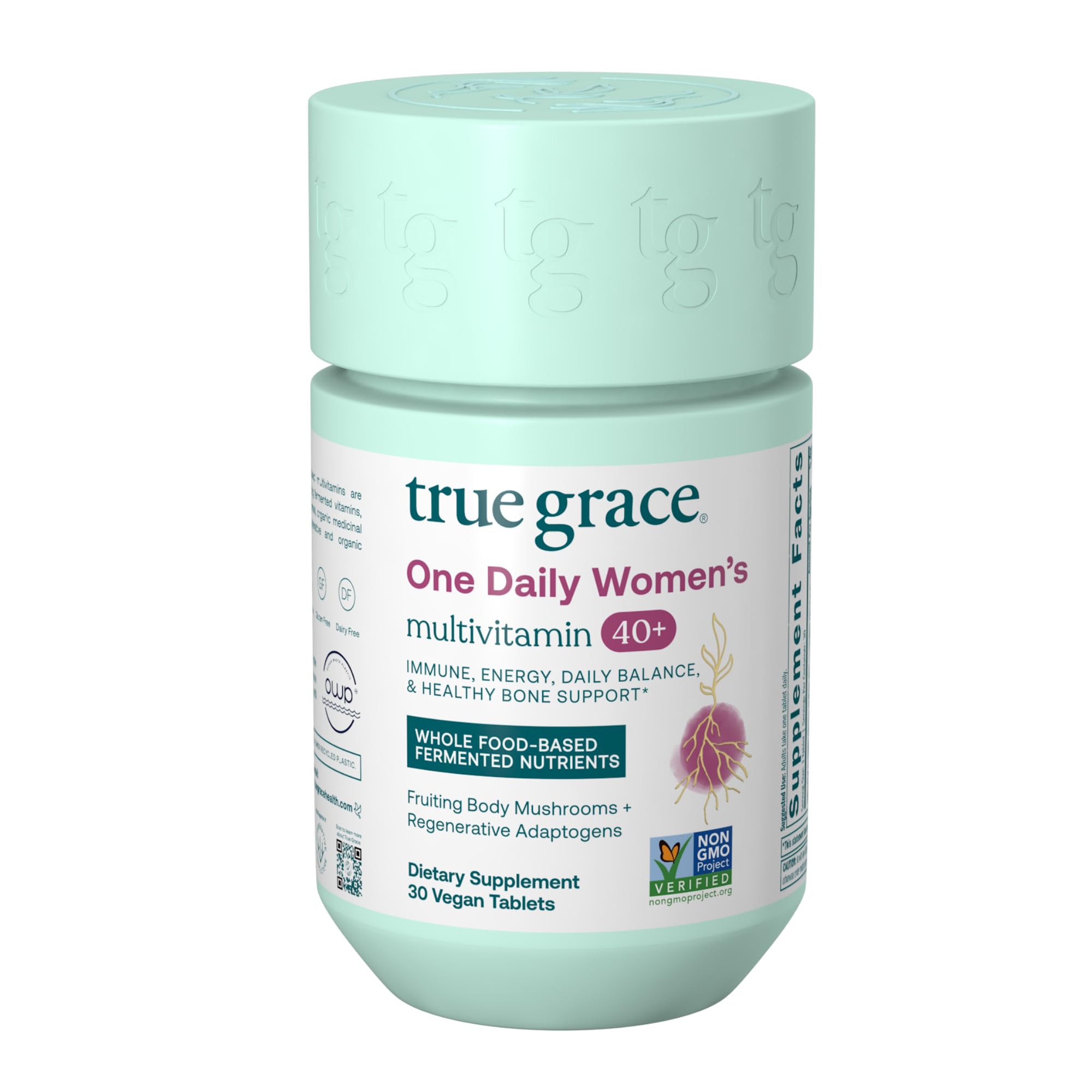 True Grace One Daily Women's Multivitamin bottle front for daily energy support.