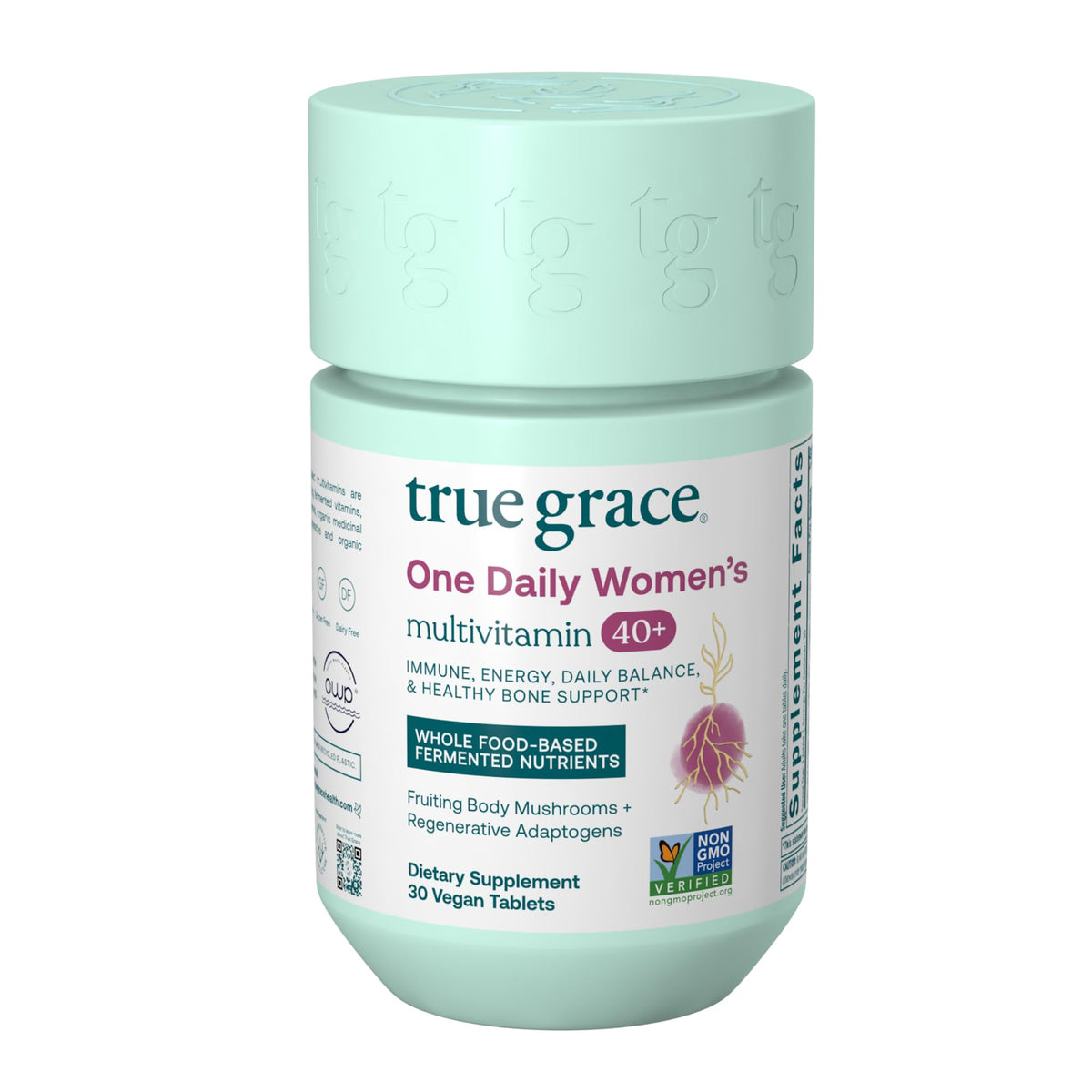 True Grace One Daily Women's Multivitamin bottle front for daily energy support.