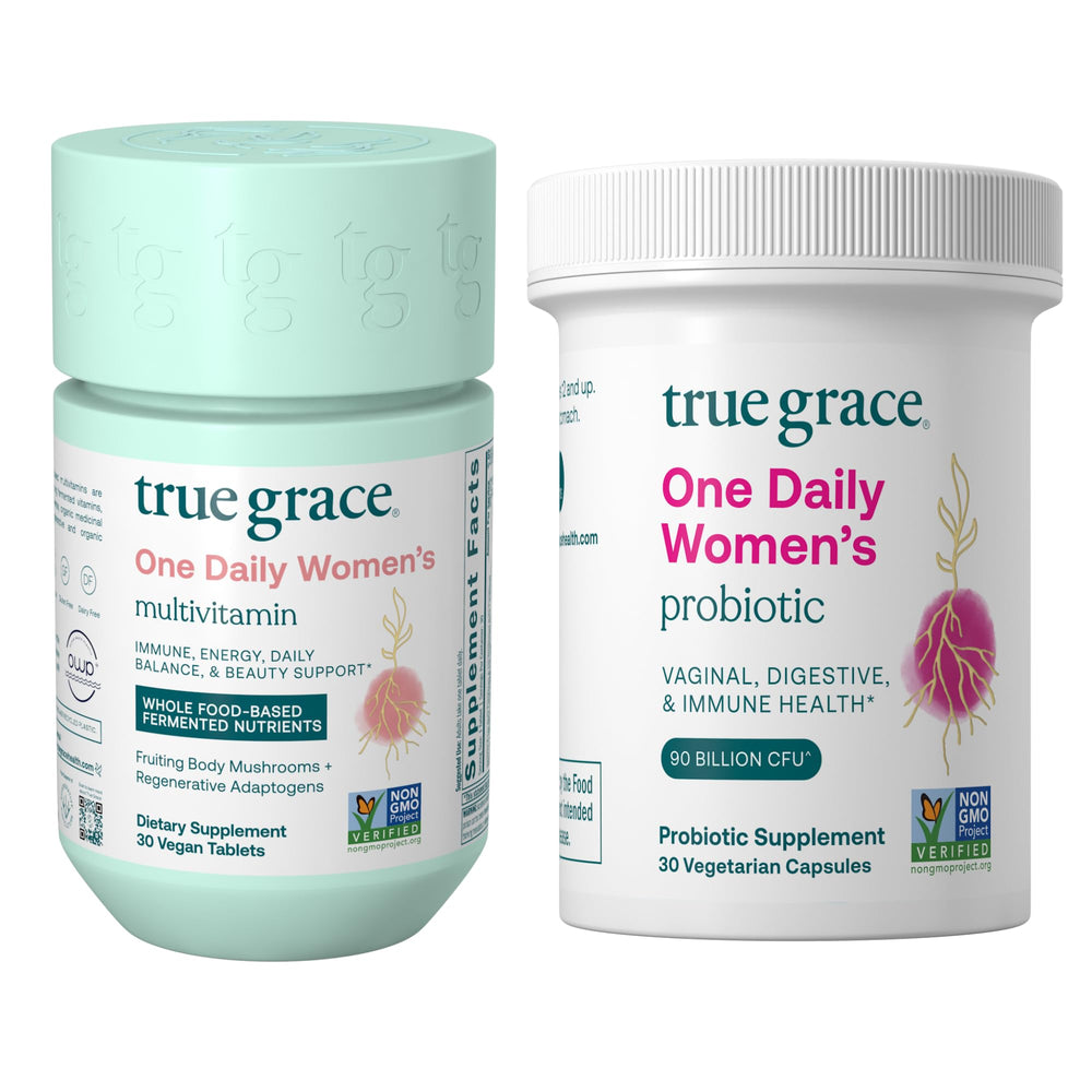 True Grace One Daily Women’s Multivitamin bottle showing nutrient-dense formula for daily wellness