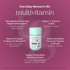 Tablets close-up highlights vegan daily wellness from True Grace.