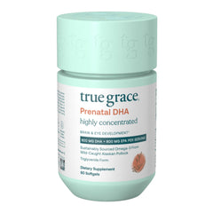 True Grace Prenatal DHA softgel bottle ready for daily pregnancy nutrition