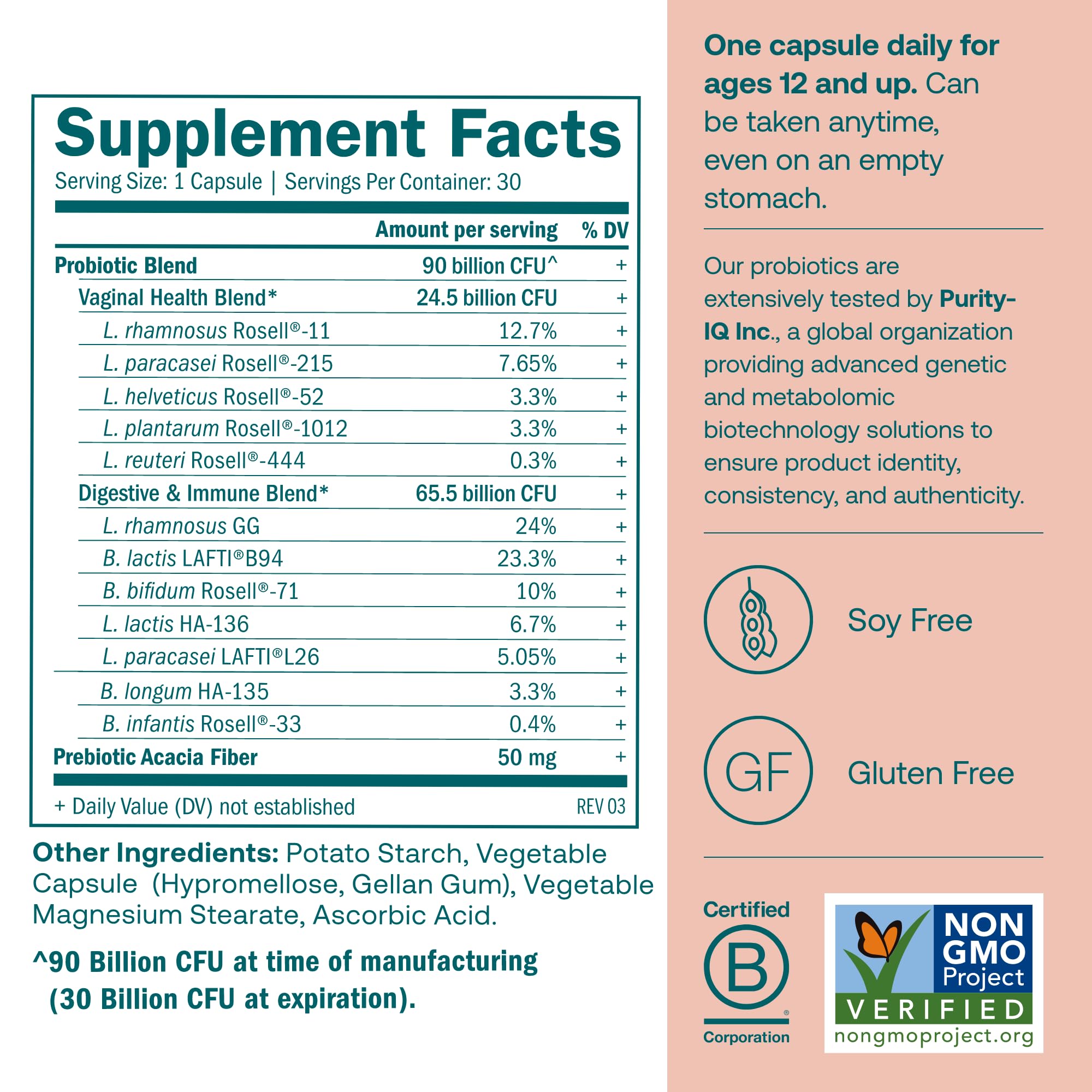 True Grace probiotic capsules close-up highlighting vegetarian capsules.