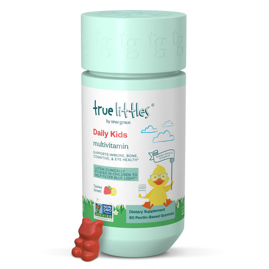 True Grace True Littles daily multivitamin bottle for energy support in kids