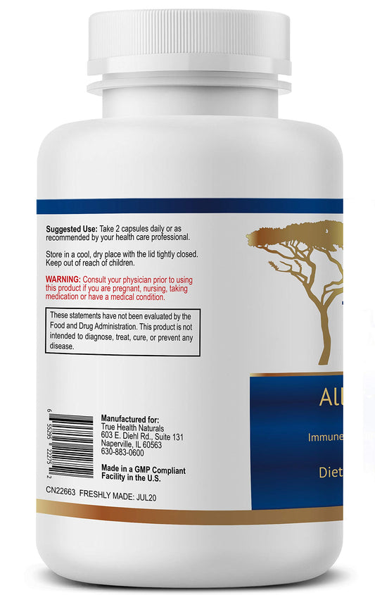 True Healing Naturals Aller-Mast bottle side view showing daily-use packaging for consistent support