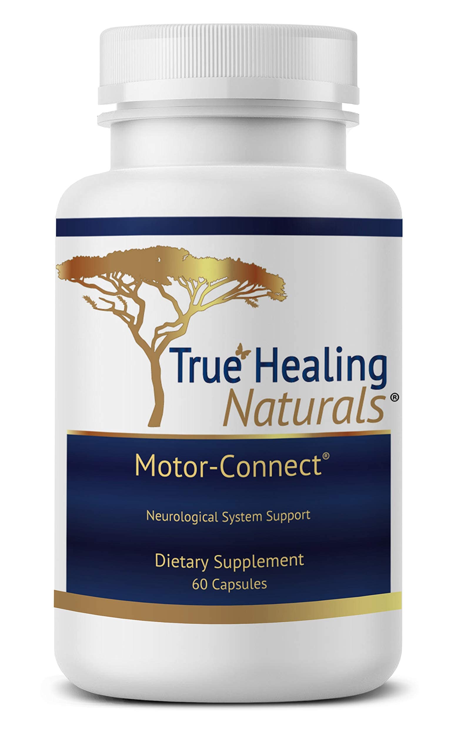 True Healing Naturals Motor Connect bottle with capsules for daily focus support.