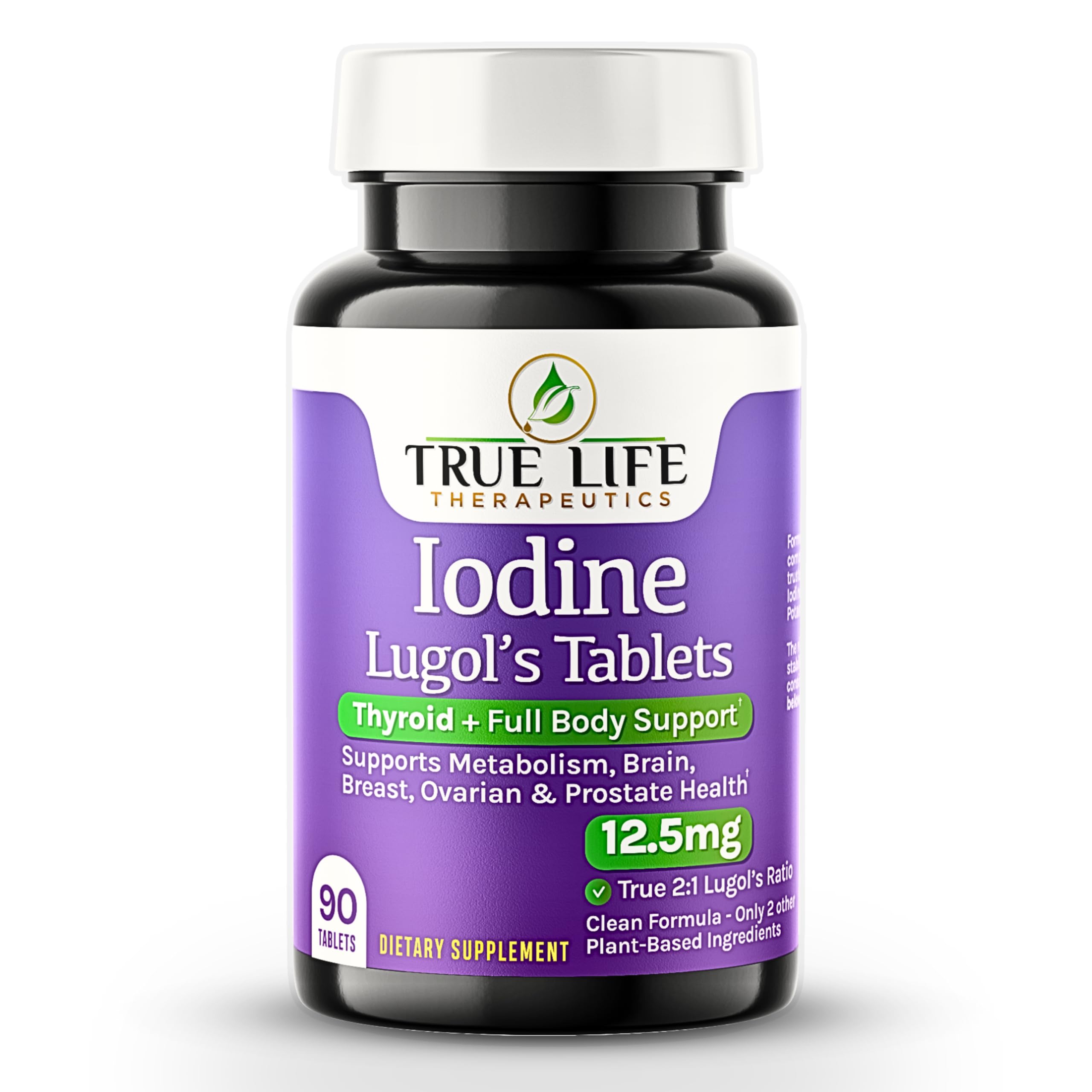True Life Therapeutics Lugol's Iodine Tablets bottle front for thyroid support