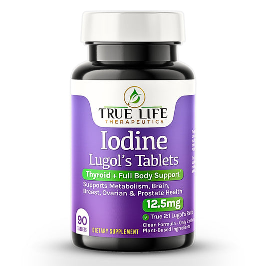 True Life Therapeutics Lugol's Iodine Tablets bottle front for thyroid support