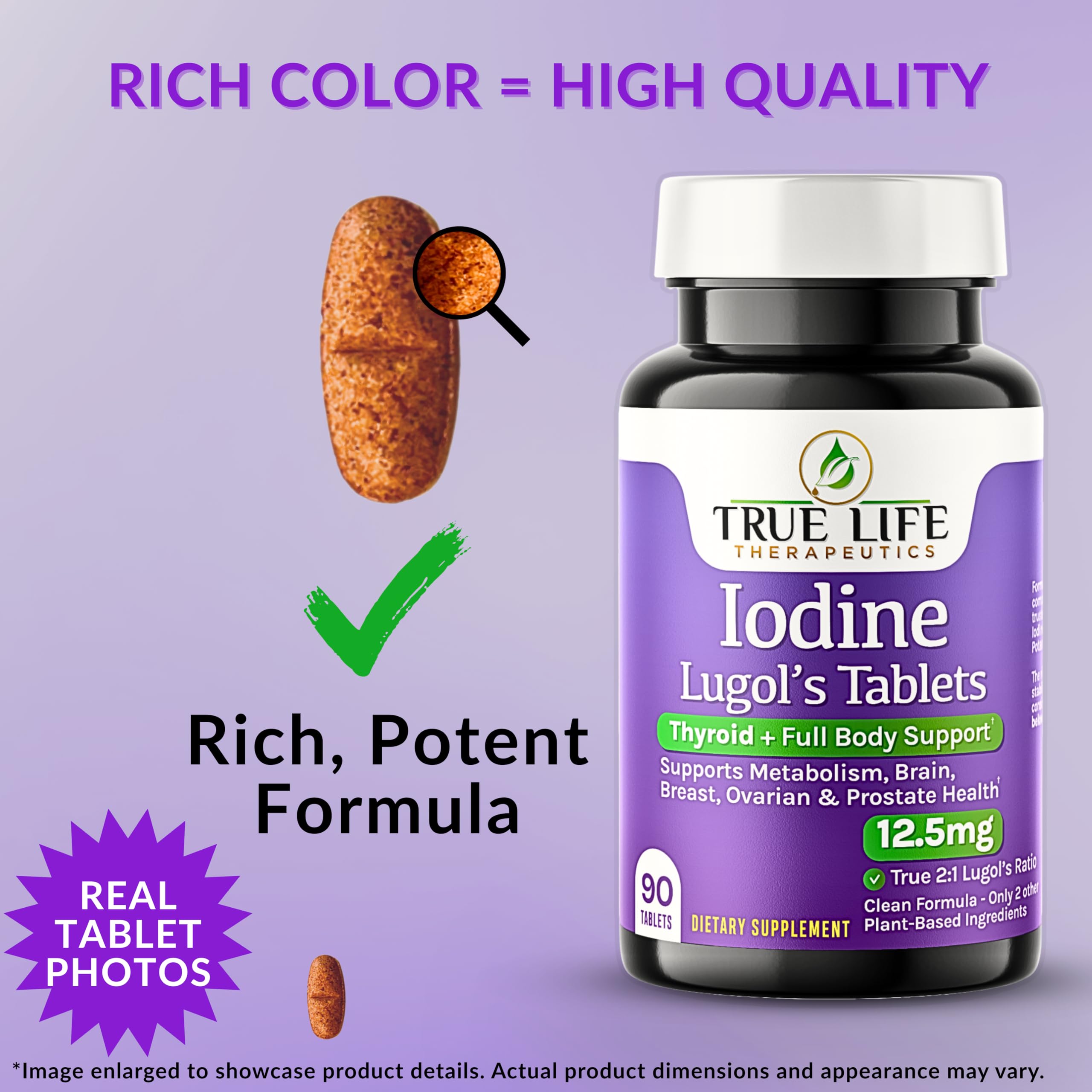 True Life Therapeutics Lugol's Iodine Tablets front label highlights product benefits