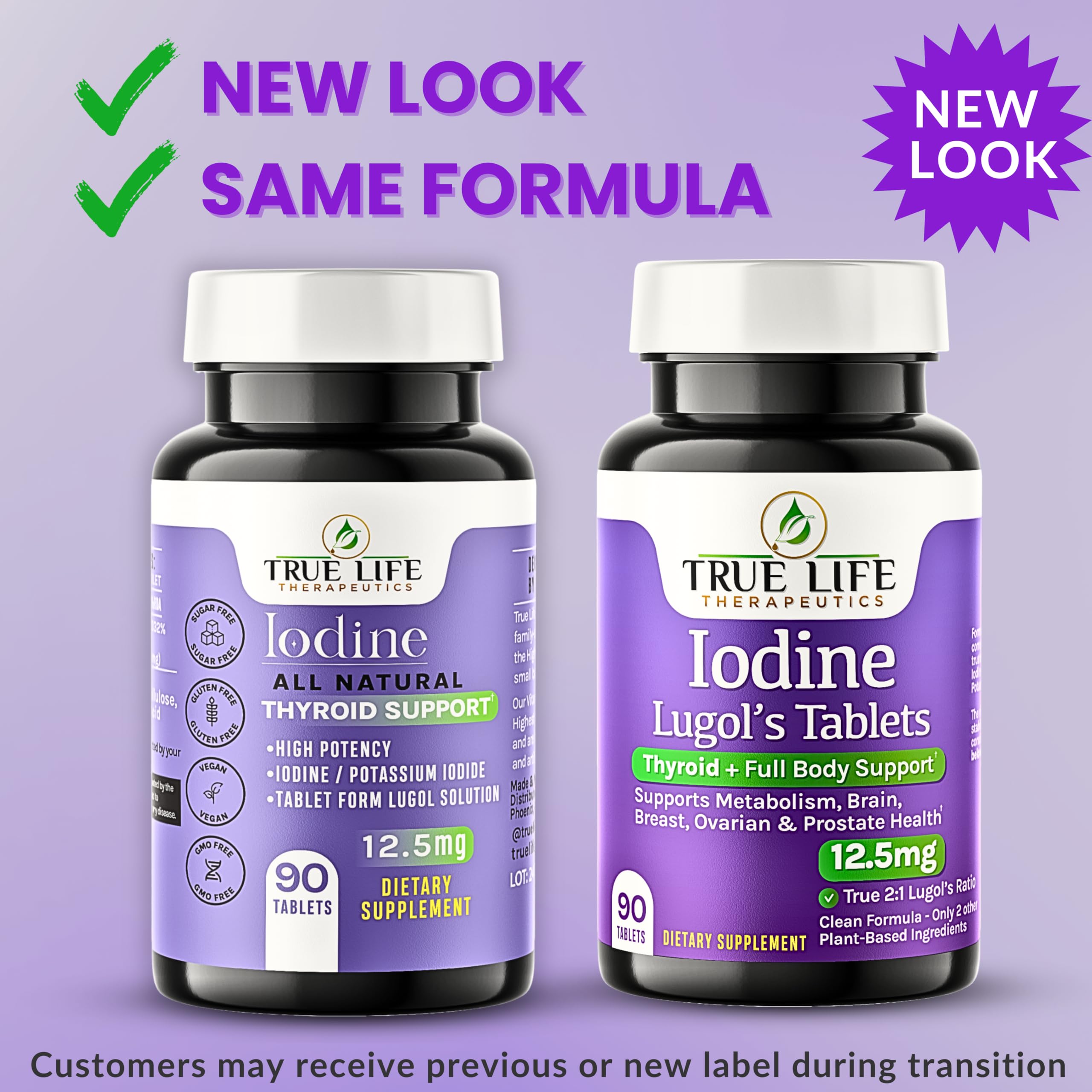 True Life Therapeutics Lugol's Iodine Tablets back label with usage notes